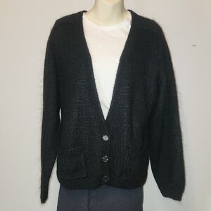 Penbrooke Lane Black Button-Up Mohair Cardigan
